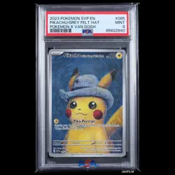 PSA 9 Pokemon 2023 SVP EN Pikachu Grey Felt Hat Pokemon x Van Gogh - Image 1