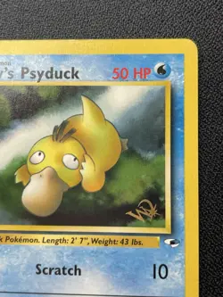 Pokemon Mistys Psyduck 54/132 W Gold Stamp Promo Gym Heroes Uncommon MP / DMG - Image 3