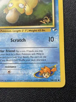 Pokemon Mistys Psyduck 54/132 W Gold Stamp Promo Gym Heroes Uncommon MP / DMG - Image 4