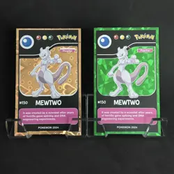 Mewtwo (150) 2024 Pokemon Pokedex Black Gold Heart Holo and Green Cracked Ice - Image 1