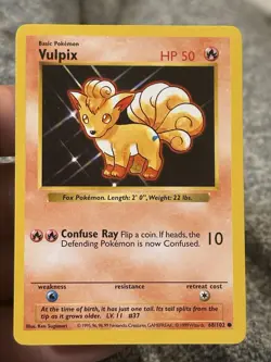 1999 Pokemon VULPIX Base Set SHADOWLESS BLUE DOT ERROR Misprint 68/102 LP TCG - Image 1