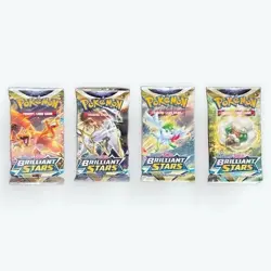 Pokemon TCG Sword & Shield Brilliant Stars Booster Pack Art Set (4 Packs) - Image 1