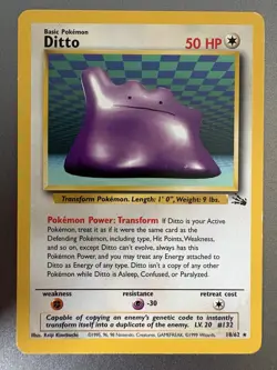 Pokemon TCG Ditto Fossil 18/62 LP Regular Rare Card - Image 1
