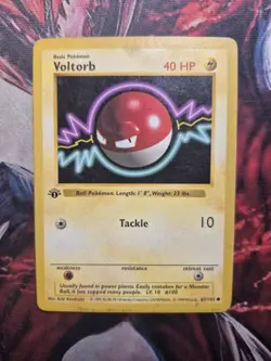 Pokemon 1st Edition Shadowless Base Common Voltorb 67/102 - Heavy Play (HP) - Image 1
