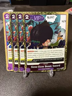 3x Slow-Slow Beam Sword OP07-076 Foil + 1x Non Foil PRB-02 The Best Vol 2 - Image 1