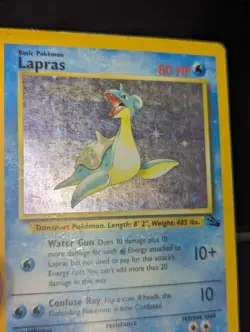 Pokemon TCG Lapras Fossil Holo Unlimited Rare Card 10/62 - MP - Image 3