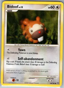 Bidoof 54/100 Non Holo Stormfront - Pokemon Card - NM - Image 1