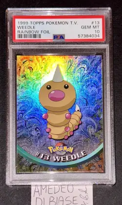PSA 10 POKEMON TOPPS WEEDLE #13 RAINBOW FOIL ENGLISH 1999 - Image 1