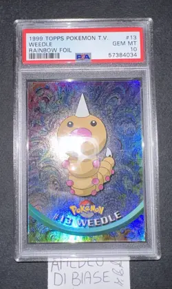 PSA 10 POKEMON TOPPS WEEDLE #13 RAINBOW FOIL ENGLISH 1999 - Image 2