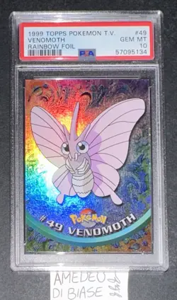 PSA 10 POKEMON TOPPS VENOMOTH #49 RAINBOW FOIL ENGLISH 1999 POP 1 IN THE WORLD! - Image 1