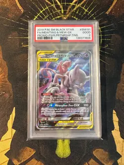 Pokemon Mewtwo Mew GX SM191 Promo Full Art PSA 2 - Image 1