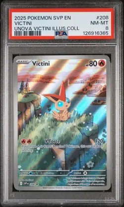 2025 POKEMON SVP EN-SV BLACK STAR PROMO #208 VICTINI PSA 8 - Image 1