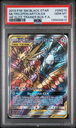 2019 POKEMON SM BLACK STAR PROMO FULL ART/MOLTRES & ZAPDOS & ARTICUNO GX PSA 10 - Image 1