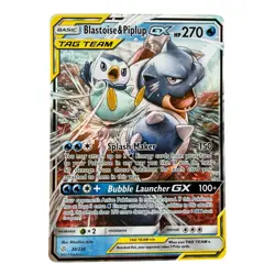 Pokemon Blastoise & Piplup GX 38/236 Sun And Moon Cosmic Eclipse Tag Team - Image 1