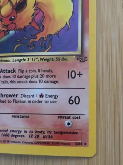 Pokemon Jungle Flareon 3/64 Holo WOTC Rare NM/VLP - Image 5