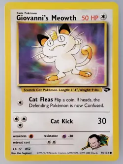 Pokemon TCG Giovanni's Meowth 74/132 Vintage Gym Challenge Common Card WOTC (NM) - Image 1