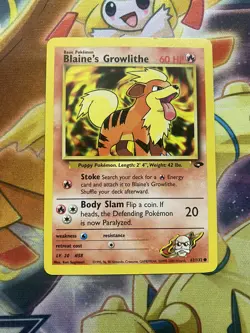 Blaine's Growlithe 62/132 Common Gym Challenge Pokemon Card WOTC - NM Near Mint - Image 1