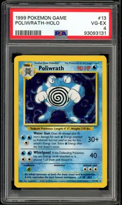 PSA 4 Base Set Unlimited Poliwrath 13/102 BLUE HOLO Pokemon Cards 1999🔥 - Image 1