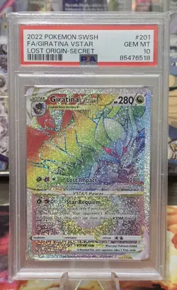 PSA 10 Giratina VSTAR 201/196 Lost Origin Rainbow Full Art Pokemon Sword Shield - Image 1