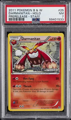 2011 POKEMON B&W PRERELEASE-STAFF #25 DARMANITAN-HOLO PSA 7 - Image 1
