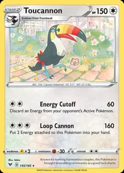 Pokemon Toucannon (145/227) Vivid Voltage LP REVERSE HOLO - Image 1