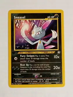 POKEMON SNEASEL RARE VINTAGE 1ST EDITION NEO GENESIS GREAT CONDITION 25/111 - Image 1