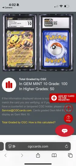 Pokemon Electivire ex Double Rare Holo CGC 10 069/182 Sv10 Destined Rivals 2025 - Image 3