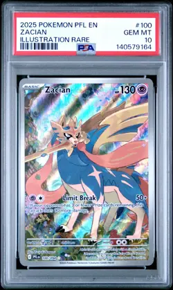 2025 POKEMON PFL EN-PHANTASMAL FLAMES ILLUSTRATION RARE #100 ZACIAN PSA 10 - Image 1