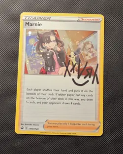 Pokemon TCG Marnie SWSH120 Black Star Promos Holo Card Near Mint Condition - Image 1