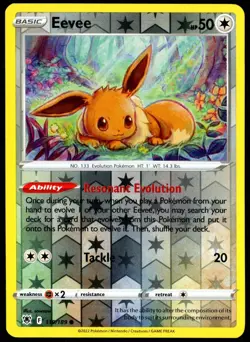 Pokemon TCG Eevee 119/189 2022 Astral Radiance Reverse Holo Common Card - LP - Image 1