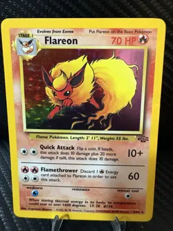 Vintage WOTC Jungle Flareon Holo Rare 3/64 Clean Front 1999 Pokemon card MP+ - Image 1