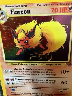 Vintage WOTC Jungle Flareon Holo Rare 3/64 Clean Front 1999 Pokemon card MP+ - Image 2