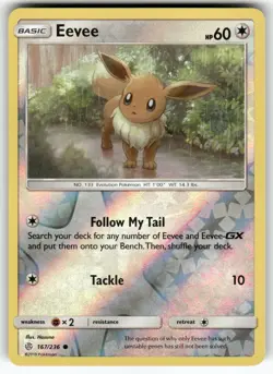 Eevee SM - Cosmic Eclipse Common,Reverse Holo Pokemon Lightly played - Image 1