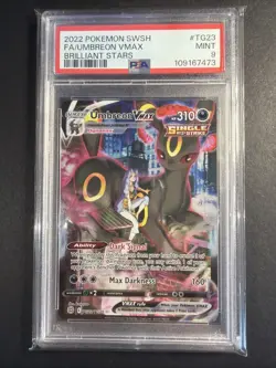 2022 Pokemon SWSH Brilliant Stars Umbreon VMAX Holo Rare #TG23/TG30 PSA 9 - Image 1