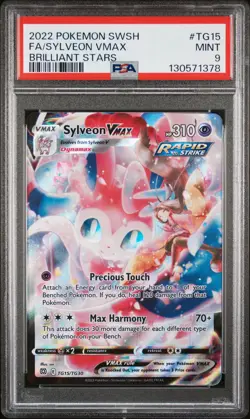2022 POKEMON SWORD & SHIELD BRILLIANT STARS #TG15 FULL ART/SYLVEON VMAX PSA 9 - Image 1