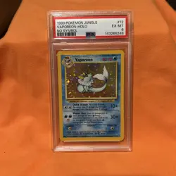 Pokemon Vaporeon Jungle Holo Rare No Symbol PSA 6 #12/64 1999 Nintendo - Image 1