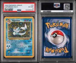 Pokemon Vaporeon Jungle Holo Rare No Symbol PSA 6 #12/64 1999 Nintendo - Image 3