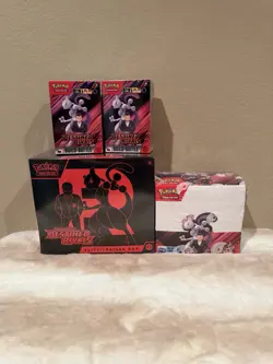 Bundle Lot Pokemon Destined Rivals, Paldean Fates Great Tusk, Ebt’s, Mini Tins - Image 1