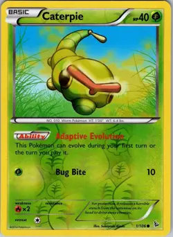 Pokemon - Caterpie - 1/106 - Reverse Holo - XY Flashfire - NM/M - Image 1