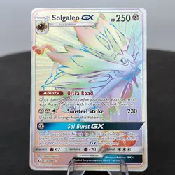 Solgaleo GX Secret Rainbow Rare 155/149 Full Art Sun & Moon Pokemon TCG LP - Image 1