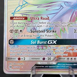 Solgaleo GX Secret Rainbow Rare 155/149 Full Art Sun & Moon Pokemon TCG LP - Image 2