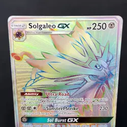 Solgaleo GX Secret Rainbow Rare 155/149 Full Art Sun & Moon Pokemon TCG LP - Image 3