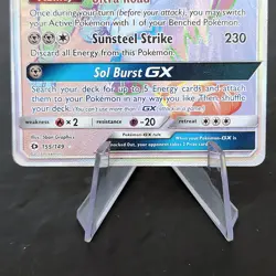 Solgaleo GX Secret Rainbow Rare 155/149 Full Art Sun & Moon Pokemon TCG LP - Image 4