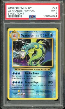 2016 Pokemon XY Evolutions Gyarados Reverse 34/108 PSA 9 Mint - Image 1