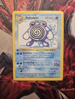 Poliwhirl 38/102 - Base Set 1st Edition Shadowless Uncommon WOTC Pokemon MP/HP - Image 1