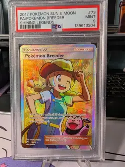 PSA 9 Pokemon Breeder (Full Art) 73/73 Shining Legends Holo - Image 1