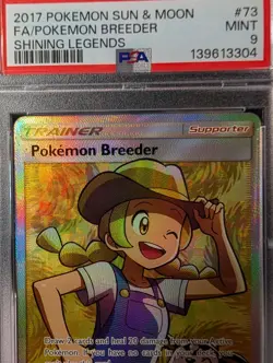 PSA 9 Pokemon Breeder (Full Art) 73/73 Shining Legends Holo - Image 2