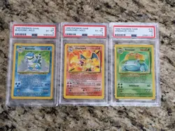 Charizard Blastoise Venusaur PSA 6/6/7 WOTC 1999 Pokemon Base Set Unlimited Trio - Image 1