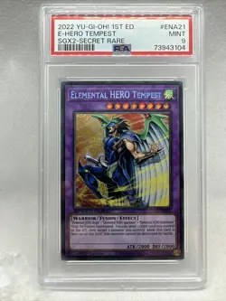 2022 Yugioh Elemental Hero Tempest 1st Edition PSA 9 Secret Rare SGX2-ENA21 - Image 1