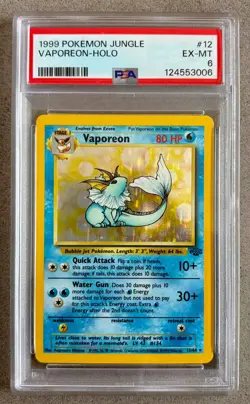 PSA 6 Pokemon Vaporeon Holo 12 Jungle 1999 Rare Vintage Low Pop New - Image 1